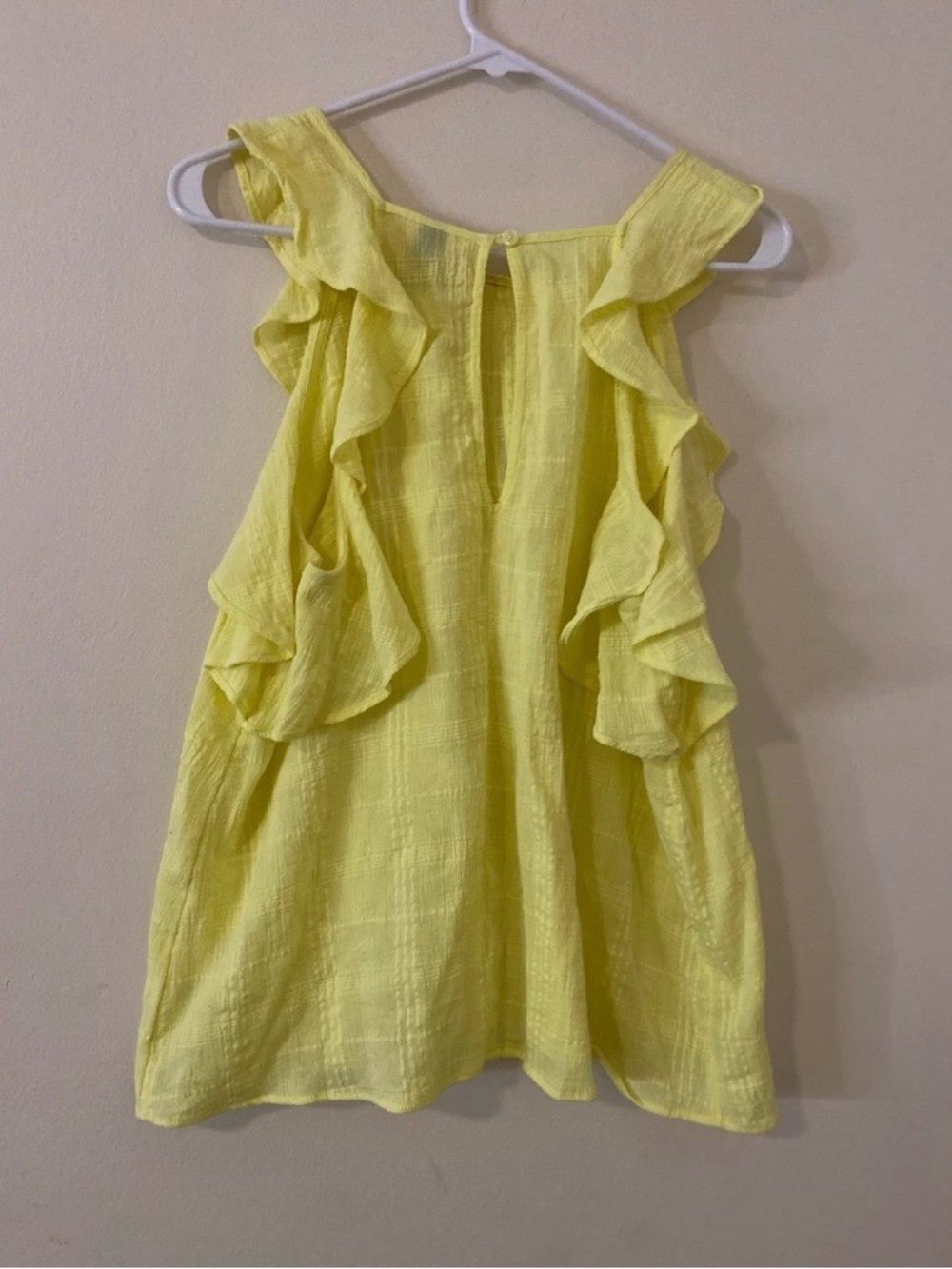 Universal Thread cotton Yellow Ruffle flutter sleeves top - Picture 4 of 6